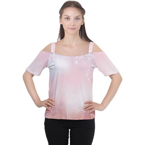 Love Heart Pink Valentine Flower Leaf Cutout Shoulder Tee by Mariart