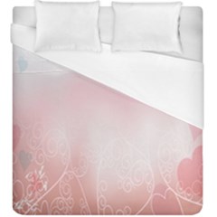 Love Heart Pink Valentine Flower Leaf Duvet Cover (king Size) by Mariart