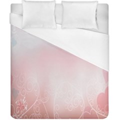 Love Heart Pink Valentine Flower Leaf Duvet Cover (california King Size)