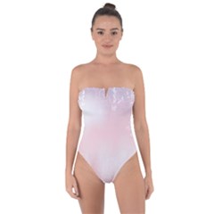 Love Heart Pink Valentine Flower Leaf Tie Back One Piece Swimsuit by Mariart