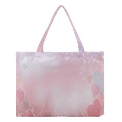 Love Heart Pink Valentine Flower Leaf Medium Tote Bag by Mariart