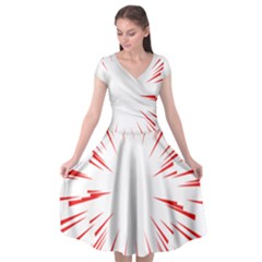 Line Red Sun Arrow Cap Sleeve Wrap Front Dress