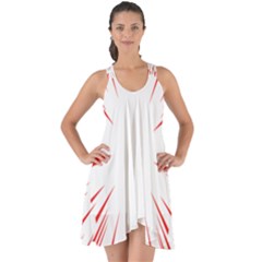 Line Red Sun Arrow Show Some Back Chiffon Dress