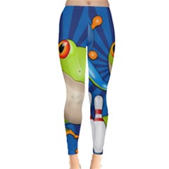 Tree Frog Bowling Leggings  by crcustomgifts