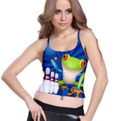 Tree Frog Bowling Spaghetti Strap Bra Top by crcustomgifts