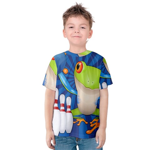 Tree Frog Bowling Kids  Cotton Tee by crcustomgifts