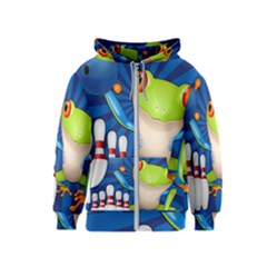 Tree Frog Bowling Kids  Zipper Hoodie