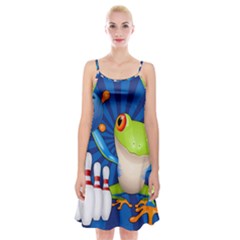 Tree Frog Bowling Spaghetti Strap Velvet Dress