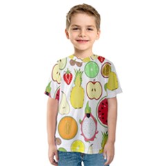 Mango Fruit Pieces Watermelon Dragon Passion Fruit Apple Strawberry Pineapple Melon Kids  Sport Mesh Tee