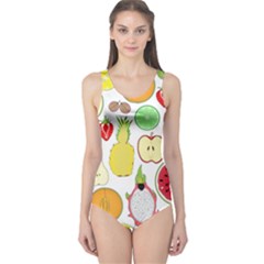 Mango Fruit Pieces Watermelon Dragon Passion Fruit Apple Strawberry Pineapple Melon One Piece Swimsuit by Mariart