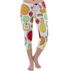 Mango Fruit Pieces Watermelon Dragon Passion Fruit Apple Strawberry Pineapple Melon Capri Yoga Leggings