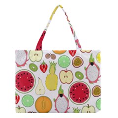 Mango Fruit Pieces Watermelon Dragon Passion Fruit Apple Strawberry Pineapple Melon Medium Tote Bag