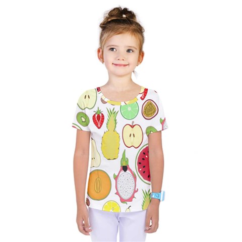 Mango Fruit Pieces Watermelon Dragon Passion Fruit Apple Strawberry Pineapple Melon Kids  One Piece Tee by Mariart