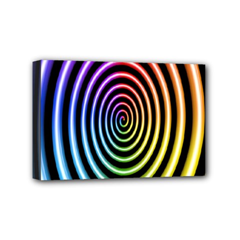 Hypnotic Circle Rainbow Mini Canvas 6  X 4 