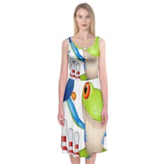 Tree Frog Bowler Midi Sleeveless Dress by crcustomgifts