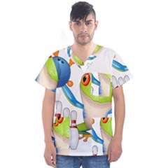 Tree Frog Bowler Men s V-neck Scrub Top