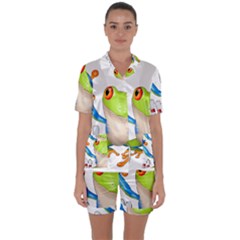 Tree Frog Bowler Satin Short Sleeve Pyjamas Set