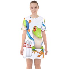 Tree Frog Bowler Sixties Short Sleeve Mini Dress by crcustomgifts