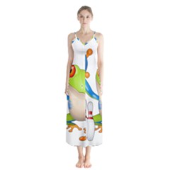 Tree Frog Bowler Button Up Chiffon Maxi Dress by crcustomgifts