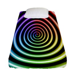 Hypnotic Circle Rainbow Fitted Sheet (single Size) by Mariart