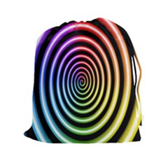 Hypnotic Circle Rainbow Drawstring Pouches (xxl) by Mariart