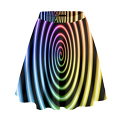 Hypnotic Circle Rainbow High Waist Skirt