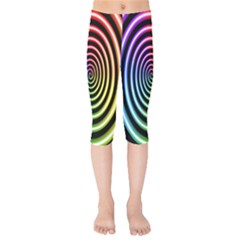 Hypnotic Circle Rainbow Kids  Capri Leggings 