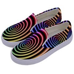 Hypnotic Circle Rainbow Kids  Canvas Slip Ons