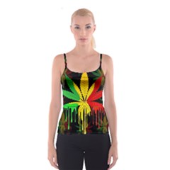 Marijuana Cannabis Rainbow Love Green Yellow Red Black Spaghetti Strap Top