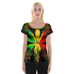 Marijuana Cannabis Rainbow Love Green Yellow Red Black Cap Sleeve Tops by Mariart