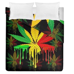 Marijuana Cannabis Rainbow Love Green Yellow Red Black Duvet Cover Double Side (queen Size)