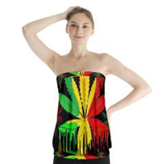 Marijuana Cannabis Rainbow Love Green Yellow Red Black Strapless Top