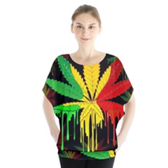 Marijuana Cannabis Rainbow Love Green Yellow Red Black Blouse