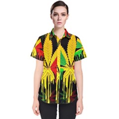 Marijuana Cannabis Rainbow Love Green Yellow Red Black Women s Short Sleeve Shirt