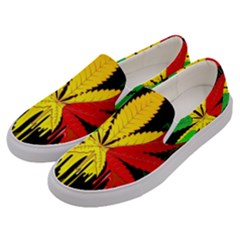 Marijuana Cannabis Rainbow Love Green Yellow Red Black Men s Canvas Slip Ons