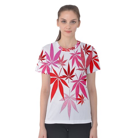 Marijuana Cannabis Rainbow Pink Love Heart Women s Cotton Tee by Mariart