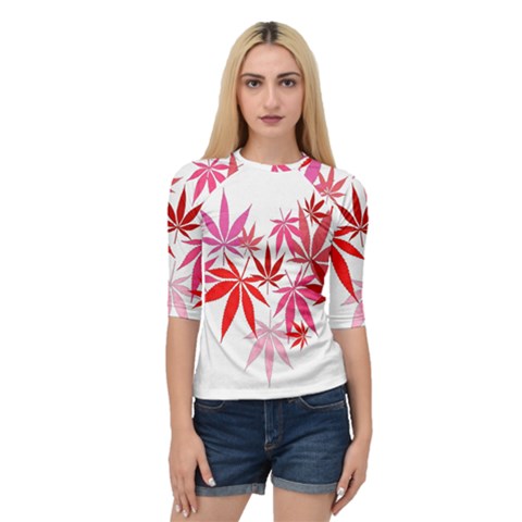 Marijuana Cannabis Rainbow Pink Love Heart Quarter Sleeve Raglan Tee by Mariart