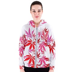 Marijuana Cannabis Rainbow Pink Love Heart Women s Zipper Hoodie by Mariart