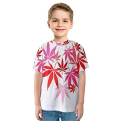 Marijuana Cannabis Rainbow Pink Love Heart Kids  Sport Mesh Tee