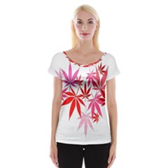 Marijuana Cannabis Rainbow Pink Love Heart Cap Sleeve Tops by Mariart