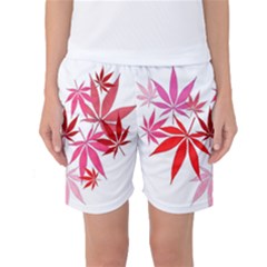 Marijuana Cannabis Rainbow Pink Love Heart Women s Basketball Shorts by Mariart