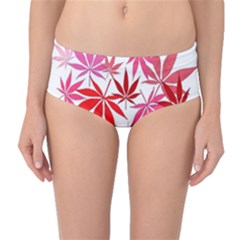 Marijuana Cannabis Rainbow Pink Love Heart Mid-waist Bikini Bottoms