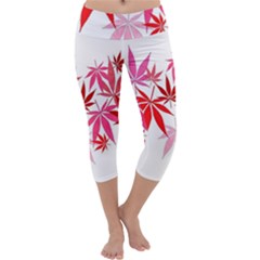 Marijuana Cannabis Rainbow Pink Love Heart Capri Yoga Leggings