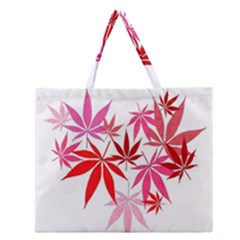 Marijuana Cannabis Rainbow Pink Love Heart Zipper Large Tote Bag by Mariart