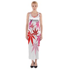 Marijuana Cannabis Rainbow Pink Love Heart Fitted Maxi Dress by Mariart