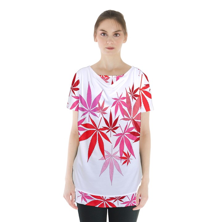 Marijuana Cannabis Rainbow Pink Love Heart Skirt Hem Sports Top