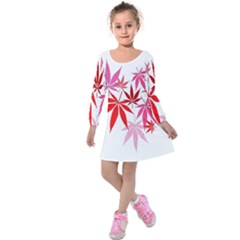 Marijuana Cannabis Rainbow Pink Love Heart Kids  Long Sleeve Velvet Dress by Mariart