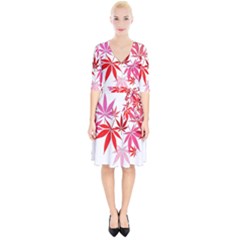 Marijuana Cannabis Rainbow Pink Love Heart Wrap Up Cocktail Dress