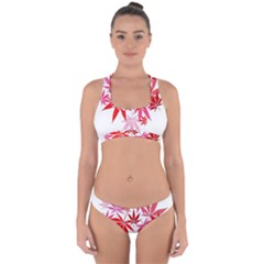 Marijuana Cannabis Rainbow Pink Love Heart Cross Back Hipster Bikini Set