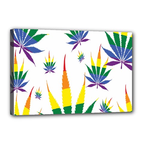 Marijuana Cannabis Rainbow Love Green Yellow Red White Leaf Canvas 18  X 12 